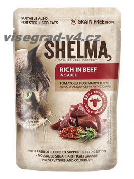 SHELMA - 85g  Dušené filetky bohaté na hovězí s rajčaty a bylinkami v omáčce - Geschmorte Rinderfilets mit Tomaten und Kräutern in Sauce